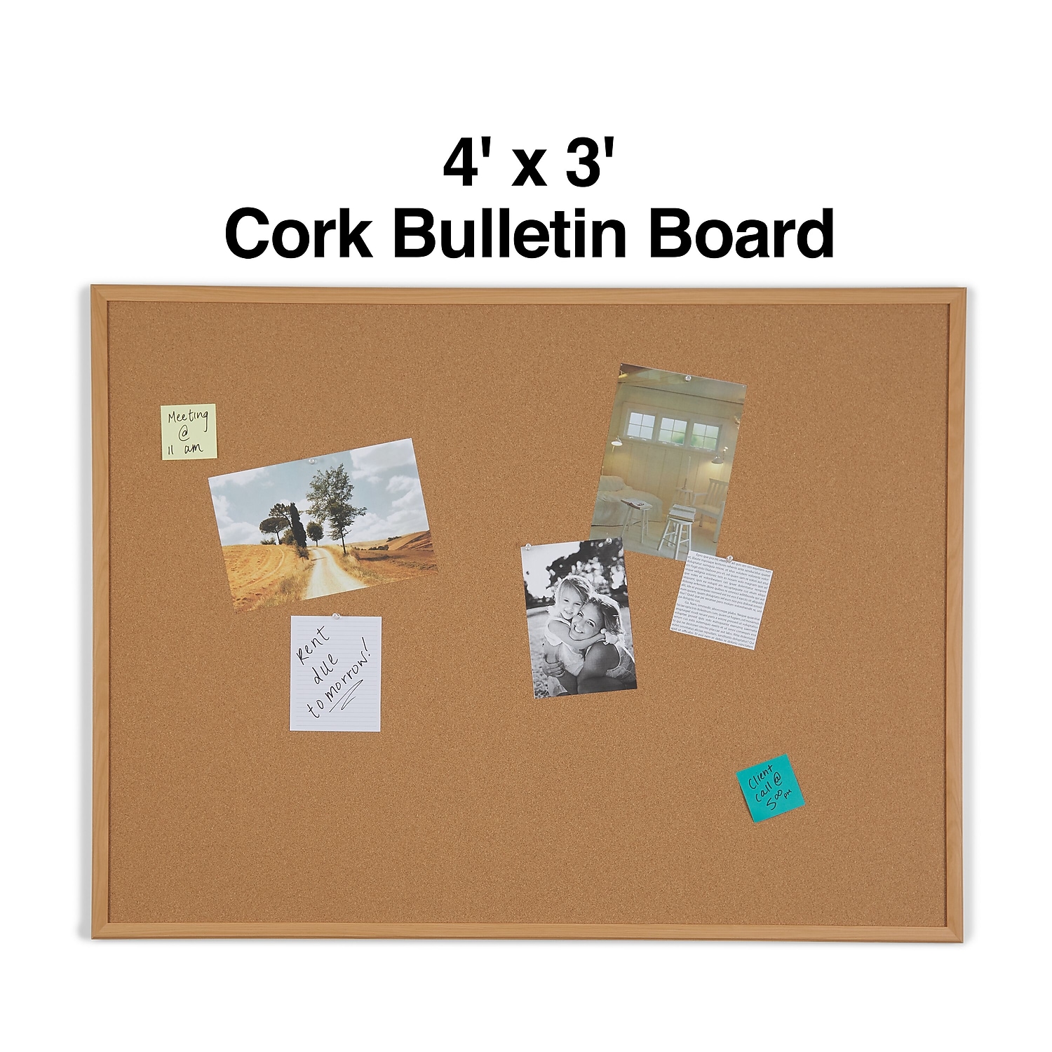 Staples Standard Durable Cork Bulletin Board Oak Frame 4' x 3' 2/Pack ST52462-CCVS