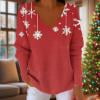 thumbnail image 2 of asdoklhq Sweater Sets for Women Ladies' Fashionable Loose Casual Christmas Printed Long Sleeved V-neck Coarse Woven Pit Stripe Hoodie Top Red 2X, 2 of 7