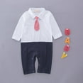 thumbnail image 4 of Bilo Baby Boys Blazer Long Sleeves Gentleman Romper with Necktie Outfit 2 Pieces Sets (Navy Blue, 12-18 months), 4 of 6