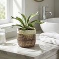 thumbnail image 6 of Ordivic 6 Inch Brown Ceramic Planter with Drainage Hole – Round Flower Pot for Succulents, Orchids, Rustic Indoor Outdoor Decor, 6 of 7