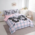 thumbnail image 3 of Manfei Romantic Butterfly Print Twin Bedding Sets 7-Piece, Kawaii Cartoon Animal Bedding Comforter Set, Blue Pink Fashion Buffalo Reversible Sheet Sets, Breathable Home Decor, 3 of 7