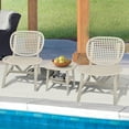 thumbnail image 2 of 3 Piece Patio Chairs Sets, Outdoor Conversation Set with Two Armchairs and Coffee Table with Open Shelf, All Weather Bistro Table Set with Widened Seat, for Yard, Deck, Pool, White, 2 of 10