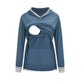 thumbnail image 2 of Clothes under $5 asdoklhq Maternity Clothes for Women,Solid Color Stripe Print Cotton Hoodie Long Sleeve Zipper Maternity Breastfeeding Clothe Top, 2 of 9