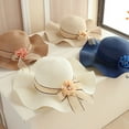 thumbnail image 3 of Mdesiwst Flower Decor Lace-up Bowknot Round Dome Sun Hat Women Big Wave Brim Floppy Straw Hat Fashion Accessories, 3 of 7