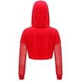 thumbnail image 3 of Aislor Kids Girls Mesh Long Sleeve Drawstring Hooded Crop Top for Hip Hop Jazz Dance Costume Red 16, 3 of 7