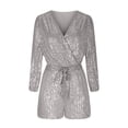 thumbnail image 5 of hotojiny Sparkly Rompers for Women Sequin Dressy Warp V Neck Long Sleeve Jumpsuit Trendy Night out Party Outfit, 5 of 6