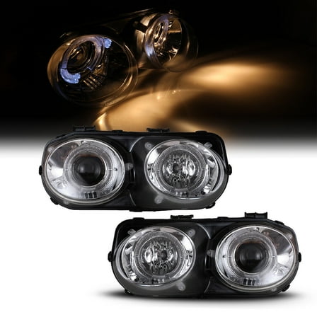 Headlights For 1998-2001 Acura Integra Projector Halo Chrome Clear Headlamps
