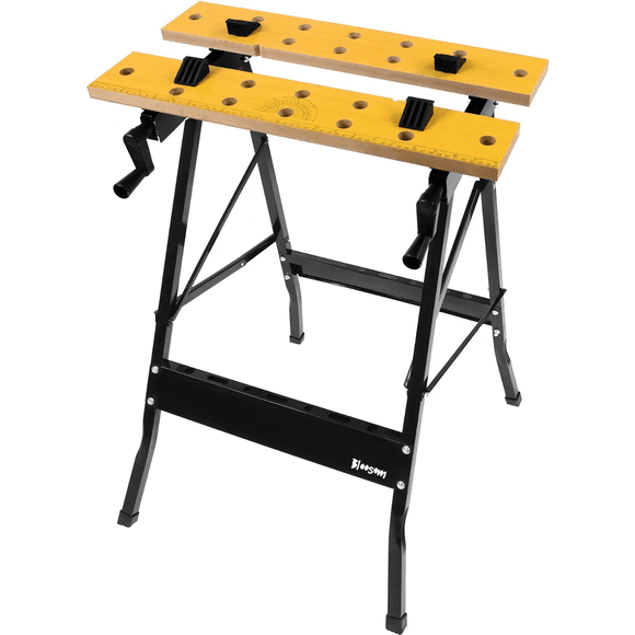 Banco Mesa Bloosom Trabajo Multiusos Caballete Carpintero Portatil Negro con amarillo