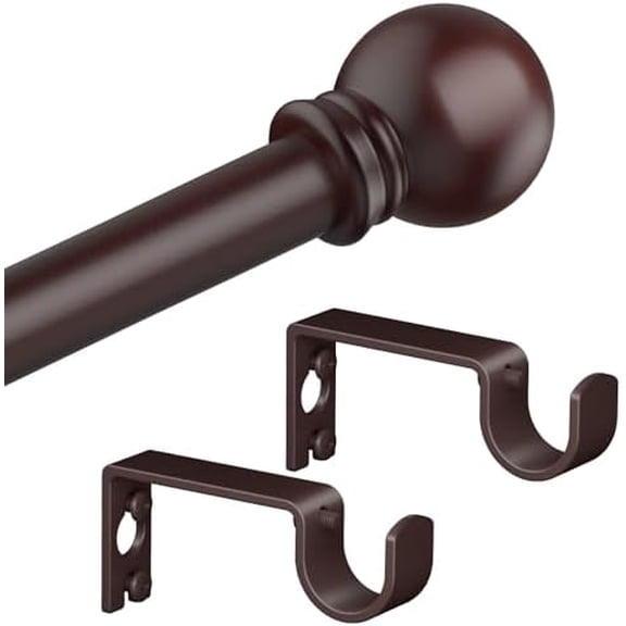Bronze Curtain Rods for Bedroom with Brackets,5/8 Inch Diameter Small Window Curtain Rod Adjustable 32 to 48 Inches,Easy Install Drapery Rods