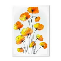 Designart 'Country Yellow Flowers On White' Traditional Framed Art Print