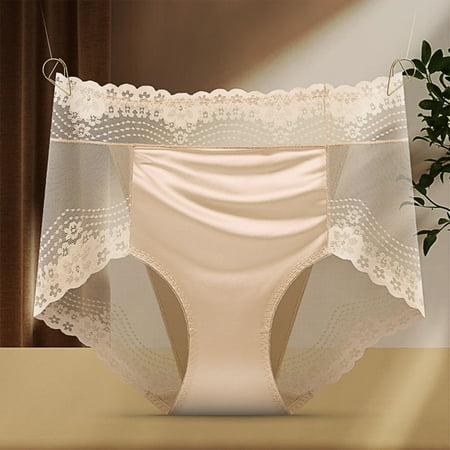 Clearance Sale: Bulk Panties  Pack de Ropa Interior para Mujer  Women s Large Size High Waist Tummy Butt Lifting Solid Color Lace Breathable Underwear Briefs SOPATENOR Beige XL