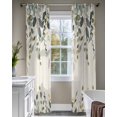 thumbnail image 4 of Green Eucalyptus Sheer Curtains 63 Inch Length 2 Panels Set for Living Room/Bedroom, Farmhouse Weeping Leaves on Linen Kitchen Curtains Grommet Semi-Sheer Curtains Drapes Window Treatments 42"x63"x2, 4 of 7
