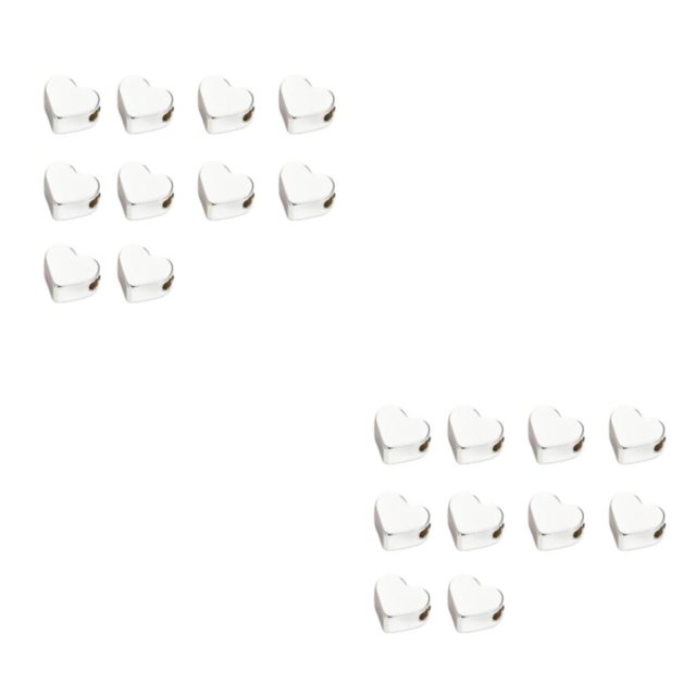 pitrice 10X Coeur Perle Bracelet Entretoise Dy Prop Cuivre Finition Fine Mode Surface Lisse Mode Bijoux de Mode Blanc K 2Set