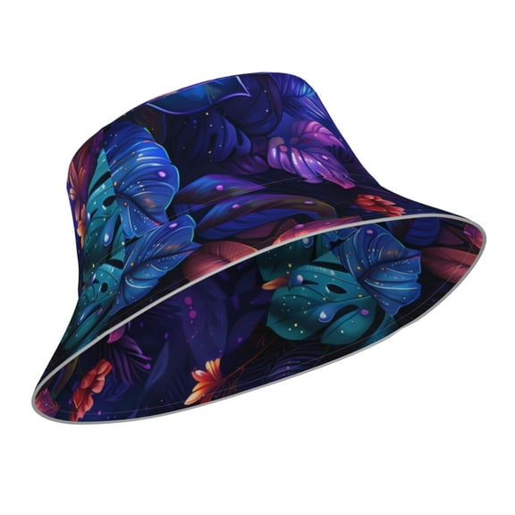Kdxio Reflective Bucket Hat - Magic Colorful Forest Leaves Print Bucket Hat for Men,Women