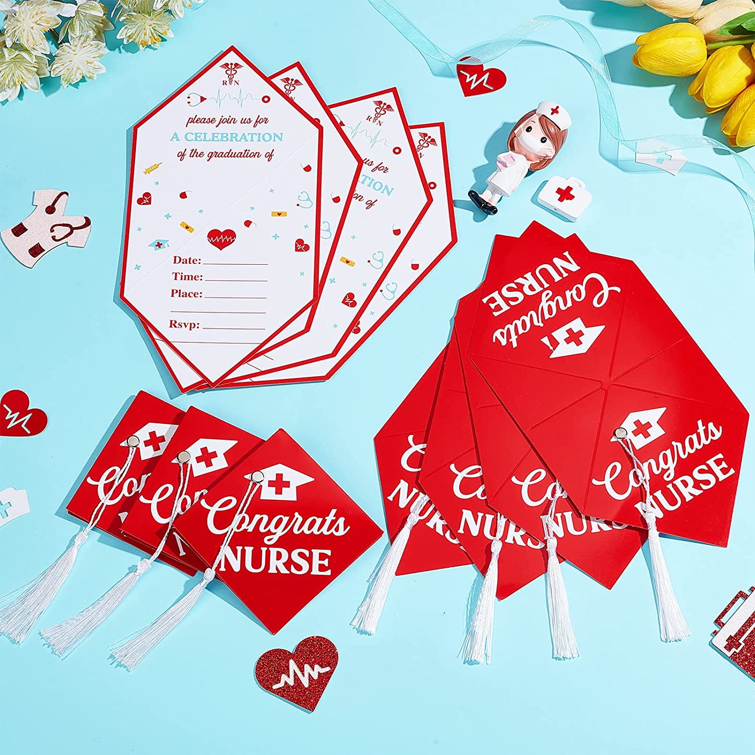 Nurse Graduation Invitation, Medical Nursing School Graduation Party Invitations  Cards with Envelopes, Cap Shaped Fill-In Nurse Announcement or Invites  25PCS - Walmart.com
