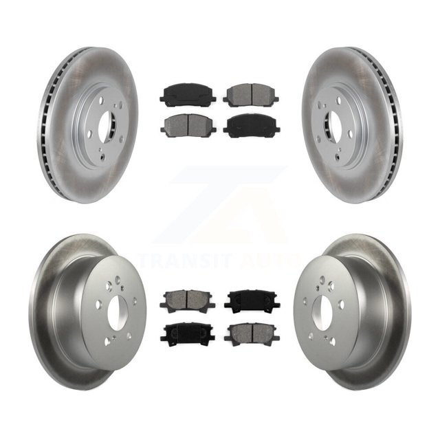 Transit Auto Front Rear Coated Disc Brake Rotors and Semi-Metallic Pads Kit for Car Toyota Highlander KGS-100850