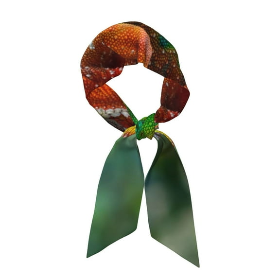 Xecao Chameleon Pattern Large Satin Head Scarf - Satin Hair Scarves Silk Bandana Scarf Headscarf Silk Feeling Scarf for Women