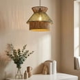 thumbnail image 4 of 14 Inch Handwoven Boho Pendant Light Shade, Vintage Rustic Wicker Lamp Shade With Natural Woven Texture, Farmhouse Style Hanging Lamp Cover For Living Room, Bedroom, Dining Room,, 4 of 7