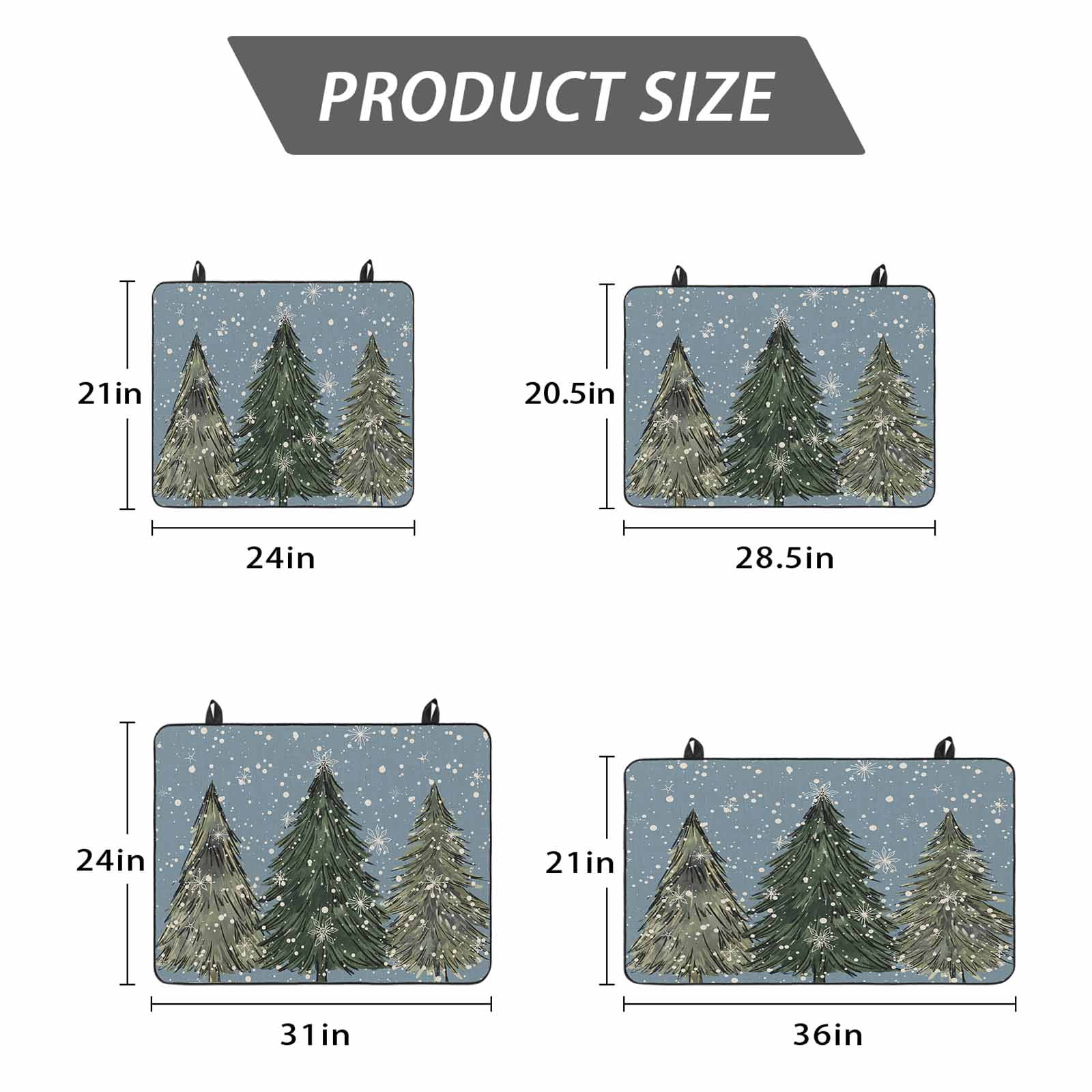 Blue Christmas Tree Stove Top Cover for Electric Stove, Heat-proof & Non Slip Glass Top Stove Cover Protector, Green Xmas Tree Snowflake Kitchen Flat Cooktop Rubber Mat 24x21 Inches