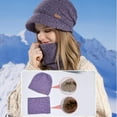 thumbnail image 4 of AWZXDE Winter Hats For Women Knitted Hat And Scarf Set With Brim Ear Cover Lined Windproof Warm Cap D, 4 of 5