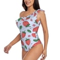 thumbnail image 2 of Wukai Strawberries Chic One Shoulder Swimwear with Ruffle Design and Tummy Control Skirt: Fashionable, Supportive, Comfortable for Beach-Large, 2 of 7