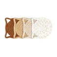 thumbnail image 2 of 4.72in Cat Coaster Set of 4 Braided Cotton Heat Resistant Cup Mats for Kitchen Table Dining Room Desk Decorative Placemat Use, 2 of 6