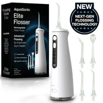 AquaSonic Elite Water Flosser - 300ml Tank, 4 Modes, 8 Pressures, 4 Tips, Waterproof - White