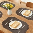 thumbnail image 2 of Solid Placemats Set of 6 Leather Placemats for Kitchen Dining Table Decor Washable Heat Resistant Table Placemats Sturdy Table Mat Coffee 17.7*11.8inch, 2 of 6