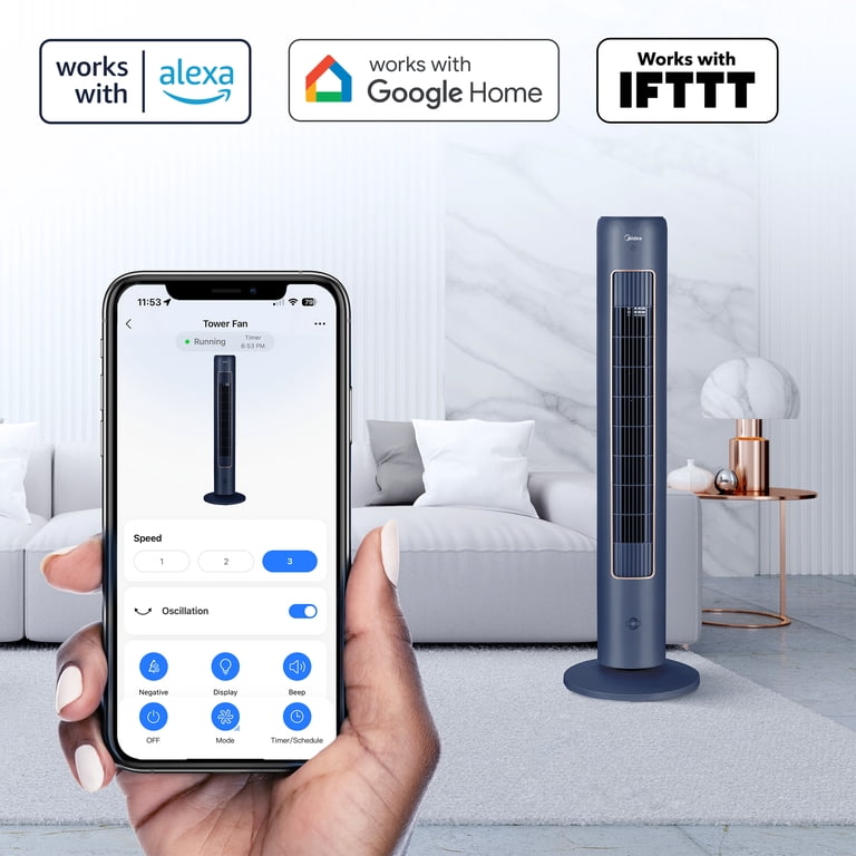 Midea 42" Smart Tower Fan with Wi-Fi, 3-Speed, Sleep Mode photo 3