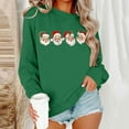 thumbnail image 2 of Lopecy-Sta Women's Christmas Santa Faces Graphic Crew Neck Sweatshirt, Loose Casual Japanese Sweatshirt Top, Festive Holiday Pullover for Women Green L, 2 of 6