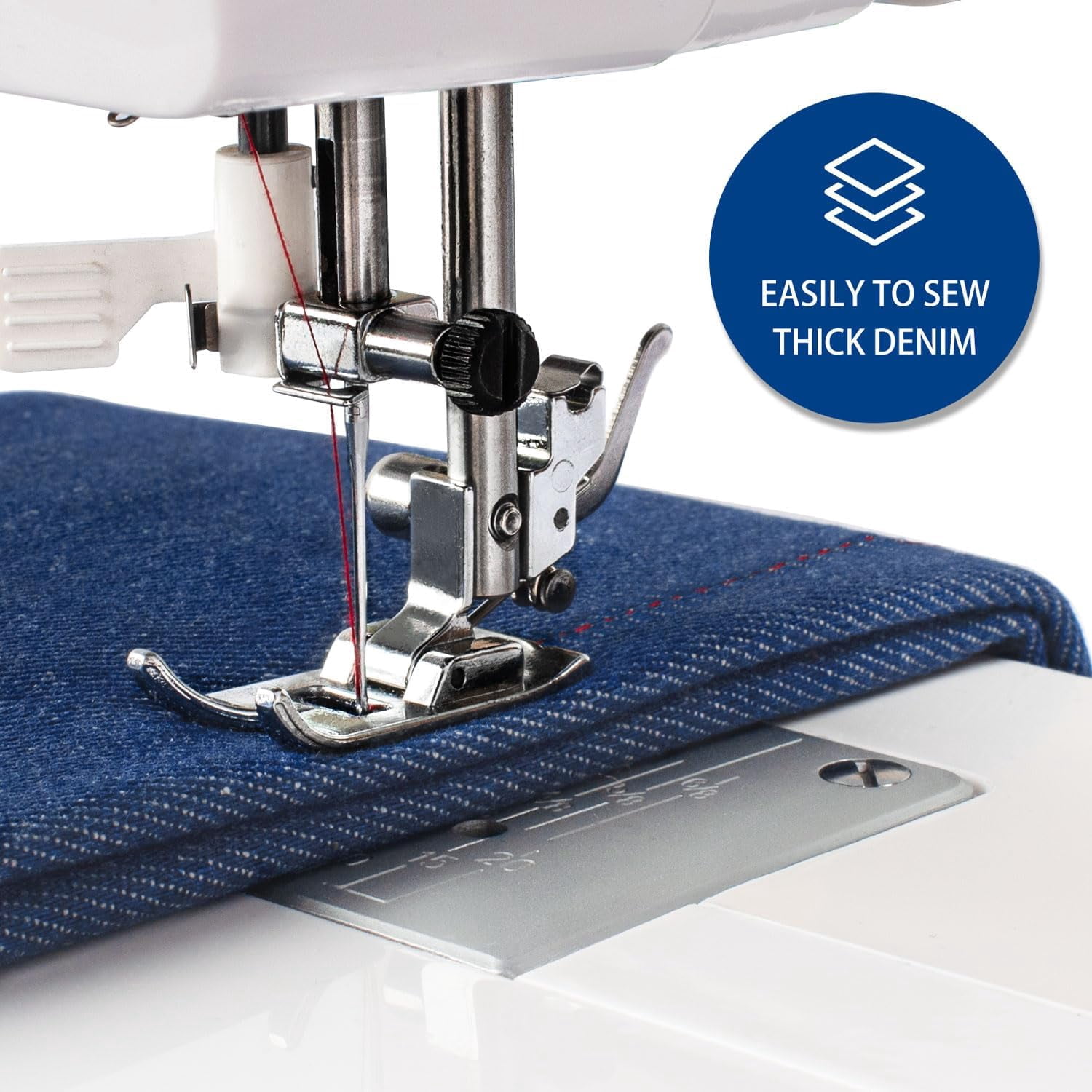 FEIYUE FYe310 Domestic Sewing Machine with Foot Pedal, Controllable Speed, Stabilized Stitch, 105 Stitch Applications, Powerful Servo Motor (Blue)