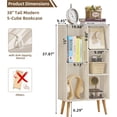 thumbnail image 3 of 5 Cube Bookshelf 3-Tier Bookcase with Legs,Mint Light Grey White Book Shelf Cute Storage Organizer,Free Standing Open Toy Shelves Wood Bookshelves,Display Bookcases for Bedroom,Living Room, 3 of 9