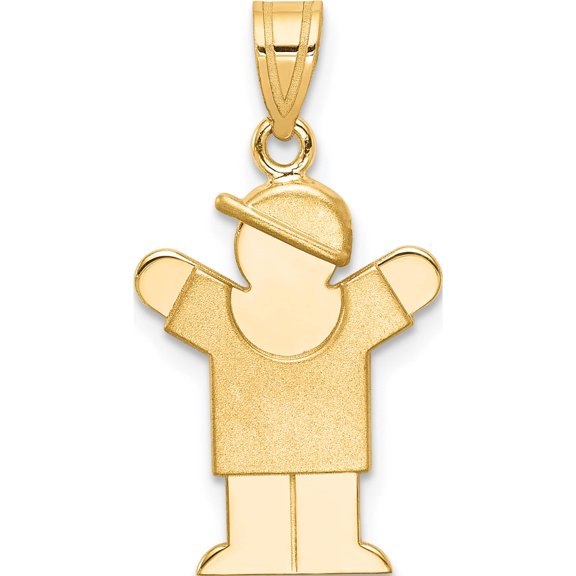 14K Yellow Gold Solid Engravable Boy With Hat On Right Charm (25 X 15) Made In United States xk379