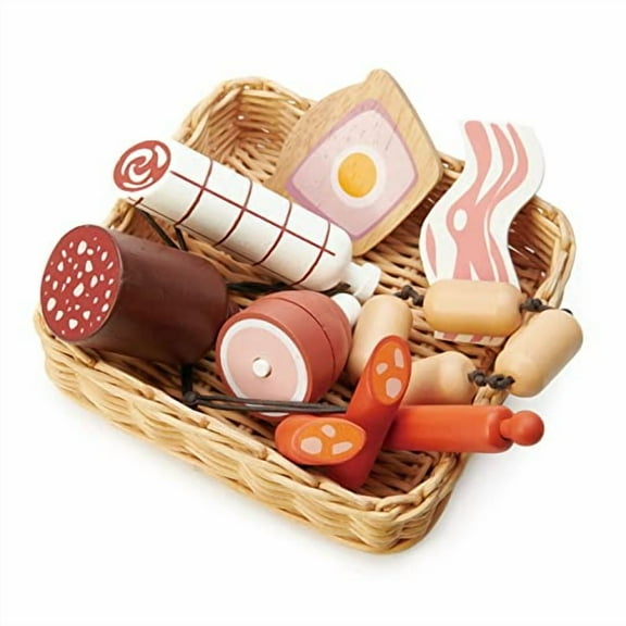 Tender Leaf Toys - Charcuterie Basket - Pretend Food Play Supermarket Shopping Game Accessories Educational Learning Toys for Children 3 
