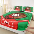 thumbnail image 3 of Homewish Kids Teens Baseball Twin Sheet Sets 3pcs,Sport Gamer Twin Fitted Sheet Microfiber,Abstract Geometric Stripes Breathable Flat Sheet,Breathable Home Decor, 3 of 7