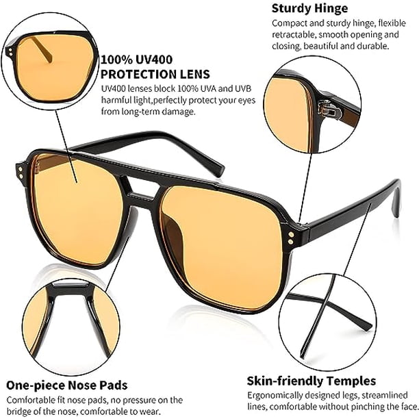 Retro Square Aviator Sunglasses Women Men 70s Vintage Trendy  display picture 3