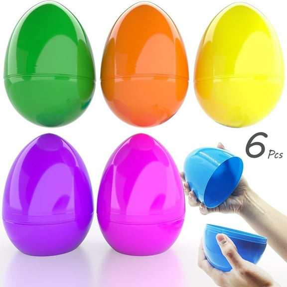 BOBOMOTI 6cs Fillable Easter Eggs Bright Color Empty Plastic Eggs for Easter Egg Hunt/Surprise Egg/Easter Hunt