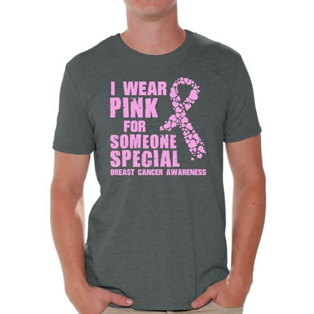 Awkward Styles Cancer Shirts I Wear Pink For Someone Special T-Shirt Breast Cancer Awareness Men's Shirt Breast Cancer Survivor Gifts Pink Ribbon Tshirt for Men Pink Cancer Support Ribbon