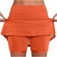 thumbnail image 2 of QATAINLAV Elastic Yoga Culottes for Women Solid Color Athletic Shorts Casual Layered Ruffle Mini Skirts High Waist Skinny Joggers Running Skorts Orange M, 2 of 7