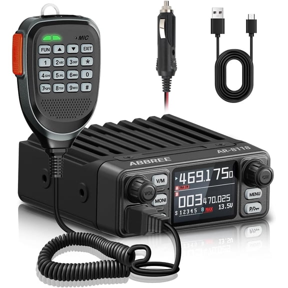 ABBREE GMRS Mobile Radio, 25-Watts Long Range Car Radio  GMRS channels Two Way Radio NOAA Emergency 200 Channels, Black