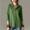 thumbnail image 3 of TGSLY Henley Tops for Women Lightweight Soft Half Button Down 3/4 Sleeve Shirts Loose Fit Dressy Casual Button Side Split Hem Solid Color Blouses XL, 3 of 10