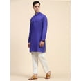 thumbnail image 7 of SKAVIJ Men's Handloom Cotton Henley Shirts Long Sleeve Mandarin Collar Longline Yoga Shirts with Pant Summer Outfit (Small,Blue), 7 of 7
