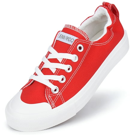 JENN ARDOR Women s Canvas Sneakers Low Lace-up Casual Shoes Comfortable Walking Flats