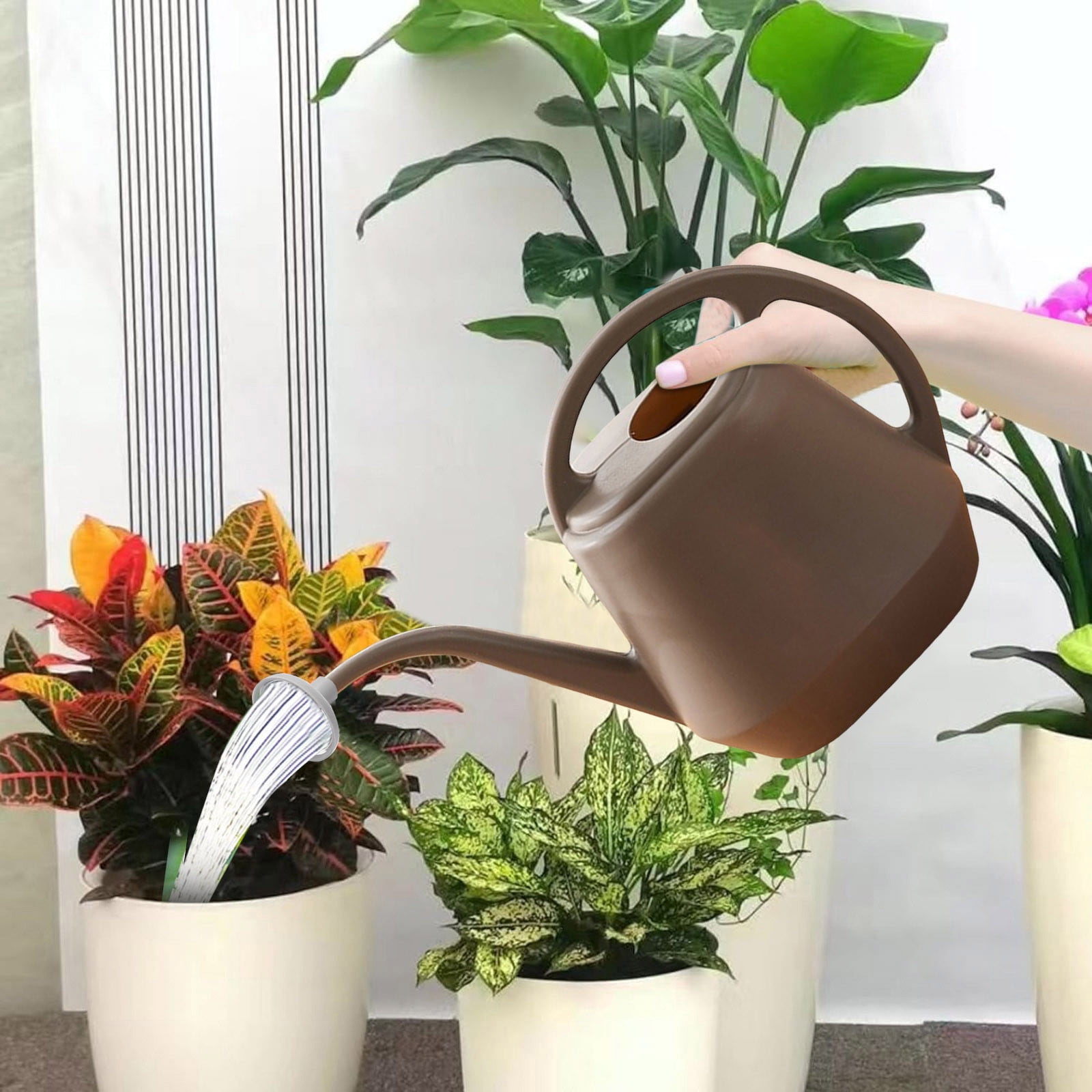 Musatteng 2-in-1 Detachable Shower & Watering Can System - 1 Gallon ABS Set with 5 Spray Modes, for Indoor/Outdoor Use (Floral Design)