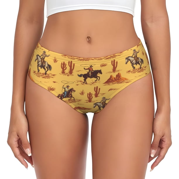 Balery Brave Cowboys Ropa Interior de Algodón para Mujer con Dibujo – Braguitas Cómodas y Elásticas, Estilo Clásico-4X-Large