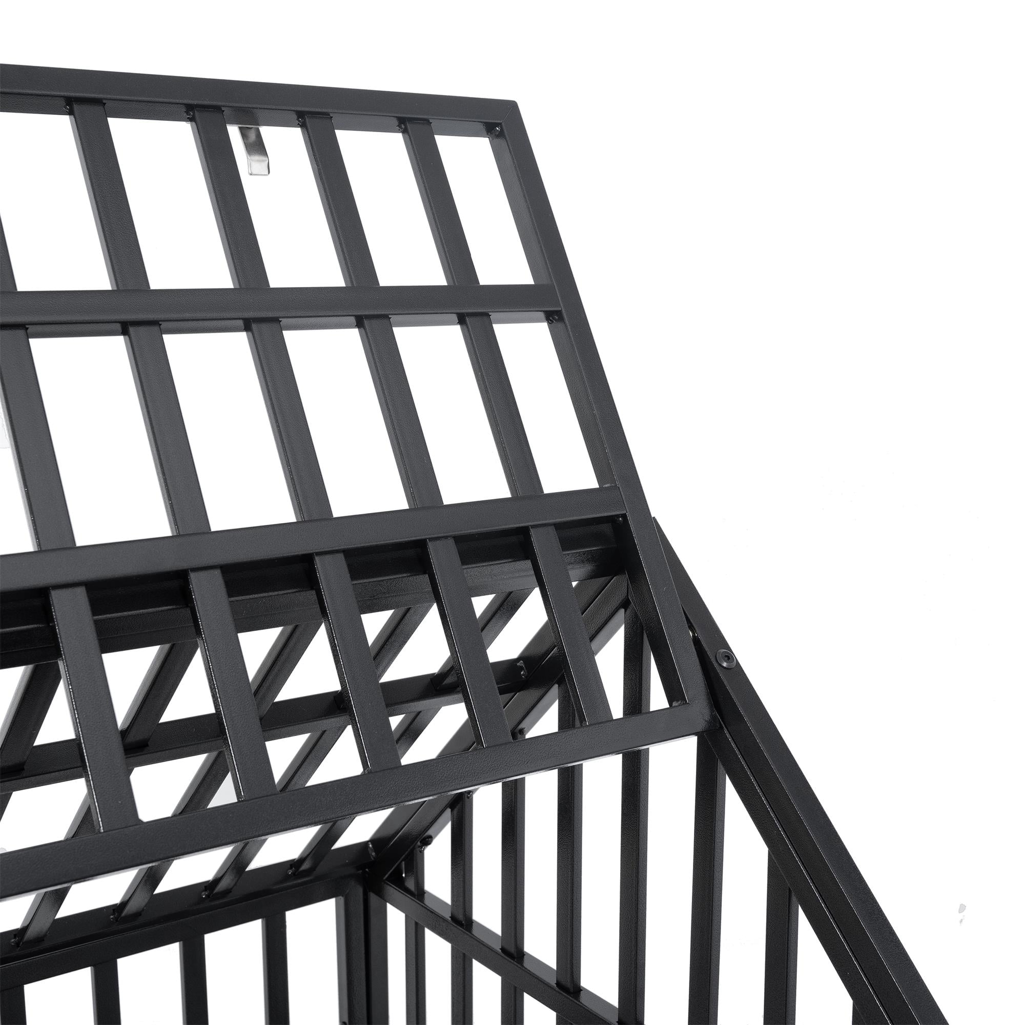 Pefilos 47" Heavy Duty Dog Crate Kennel with Window on Roof, Pet Cage Metal Playpen for Large Medium Dogs with 4 Lockable Wheels, Black Pefilos 47" Heavy Duty Dog Crate Kennel with Window on Roof, Pet Cage Metal Playpen for Large Medium Dogs with 4 Lockable Wheels, Black