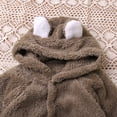 thumbnail image 6 of Mgmyaa Baby Fleece Romper Hooded Jumpsuit With Bear Ears Warm Winter Outfit For Infant Boys Girls 0-12 Months, 6 of 9