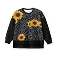 thumbnail image 4 of Xoenoiee Sunflower Leopard Print Girls Casual Pullover Top, Oversized Crewneck Sweatshirt with Side Slit, Long Sleeve Tunic Sweater Fall Outfits, 7-8 Years, 4 of 7