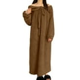 thumbnail image 2 of YUNAFFT Plush Soft Long Sleeve Nightdress with Two Pockets Ankle-Length Warm Sleepwear for Women, 2 of 4