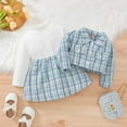 thumbnail image 4 of URMAGIC 3-24M Girls Dress, Autumn Winter Toddler Plaid Dress Set Baby Girls Coat Tops+Skirt Set, 4 of 14